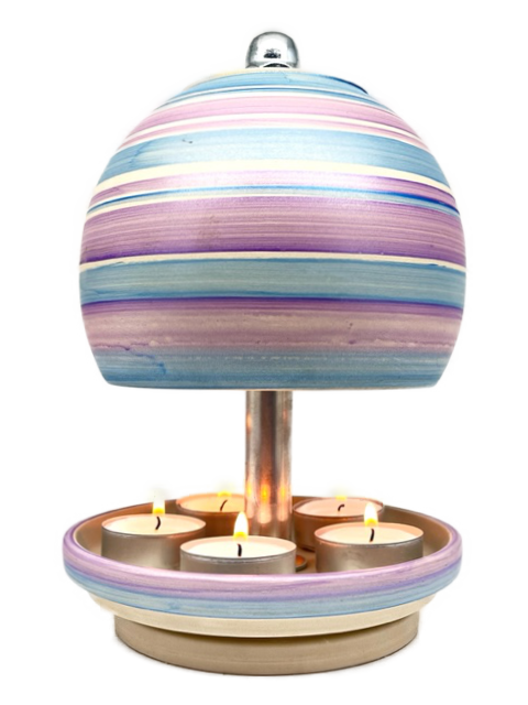Teelichtlampe HP-TLO Kreativ HANDBEMALT Granit Blaue Lagune L 5 Teelichter, EINZELSTÜCK/UNIKAT