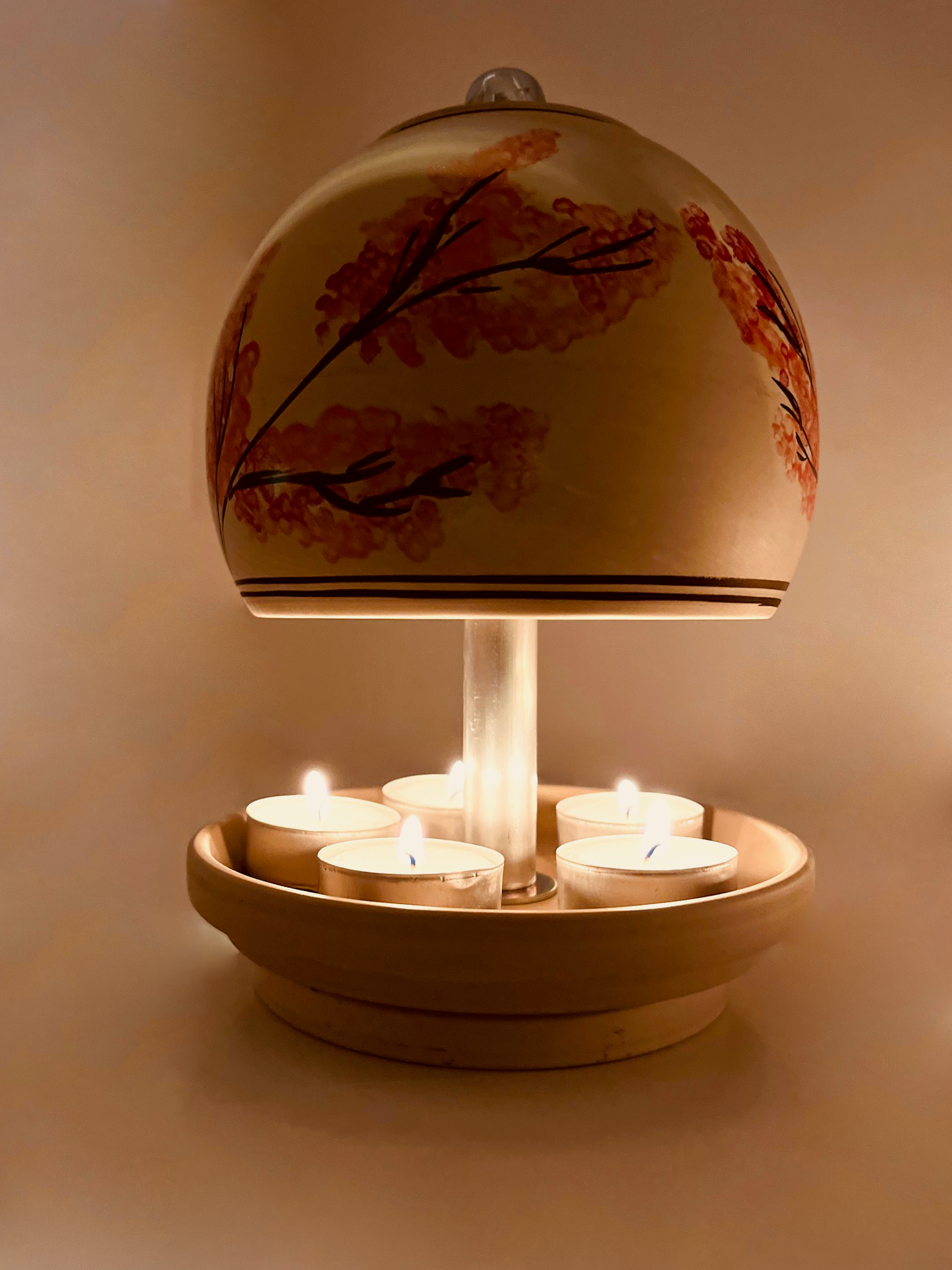 Teelichtlampe HP-TLO Kreativ Blütenträume HANDBEMALT Granit Bushido Kirschblüte 3er-Set Trio