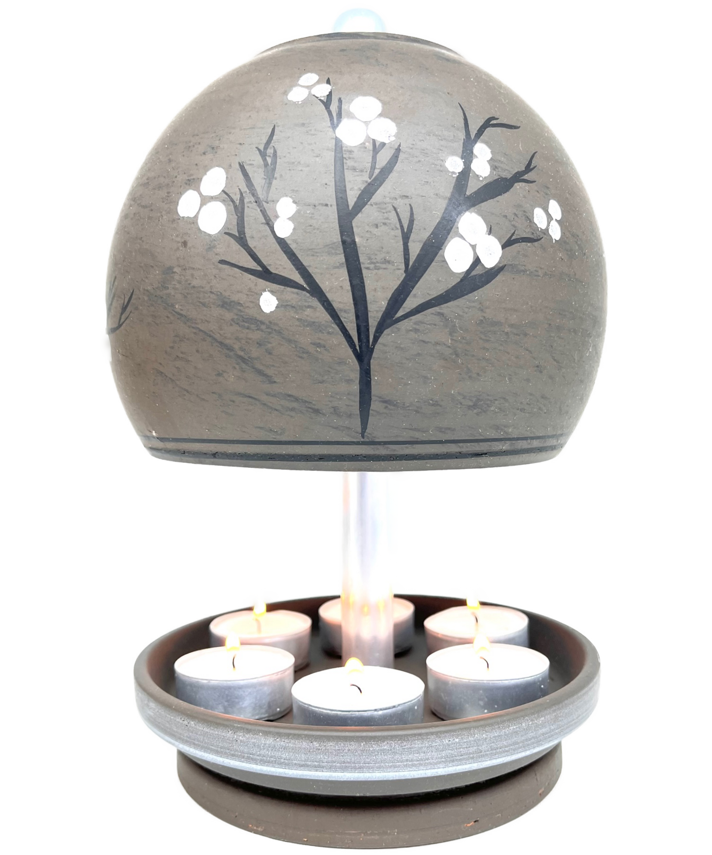 KREATIV-SERIE - Blütenträume: Teelichtlampen - BASALT, HANDBEMALT Motiv Baumwolle 3er-Set Trio