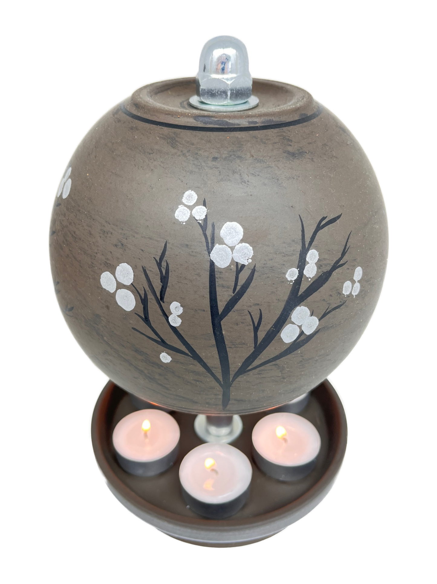 KREATIV-SERIE - Blütenträume: Teelichtlampen - BASALT, HANDBEMALT Motiv Baumwolle 3er-Set Trio