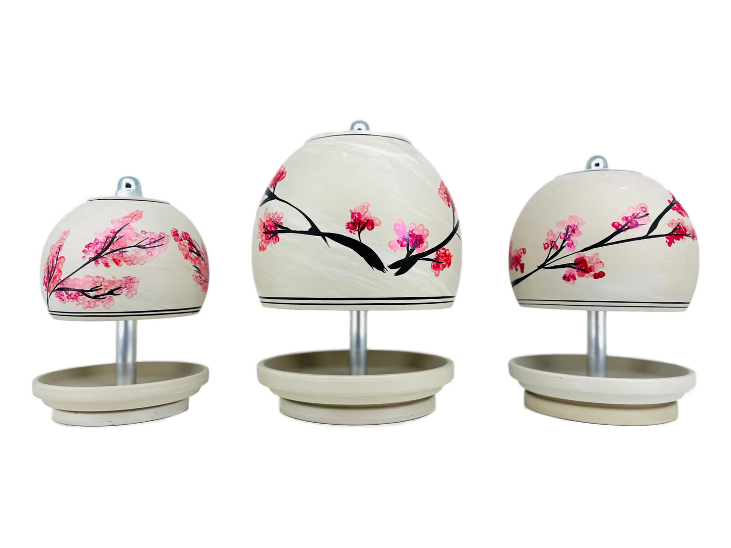 Teelichtlampe HP-TLO Kreativ Blütenträume HANDBEMALT Granit Bushido Kirschblüte 3er-Set Trio