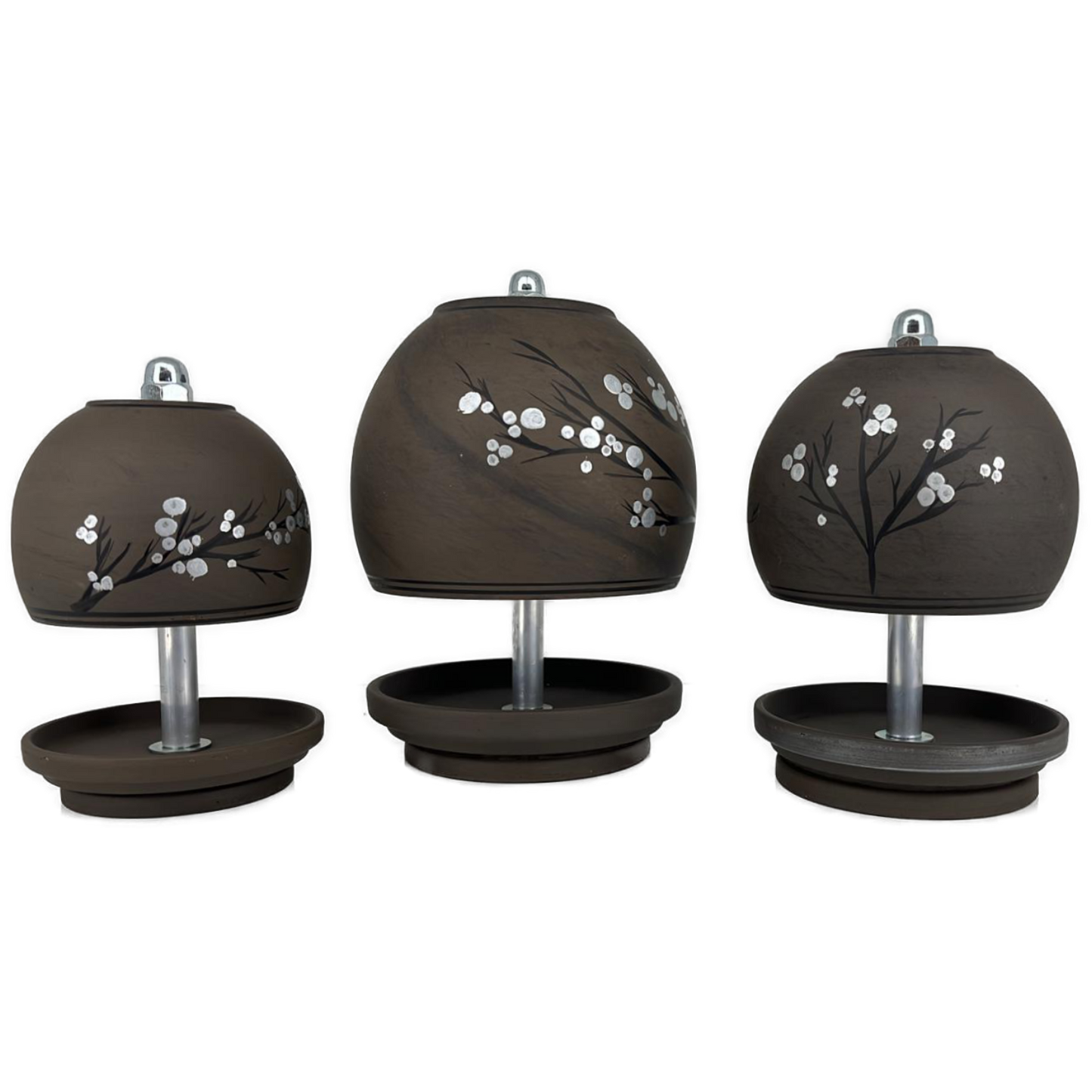 KREATIV-SERIE - Blütenträume: Teelichtlampen - BASALT, HANDBEMALT Motiv Baumwolle 3er-Set Trio