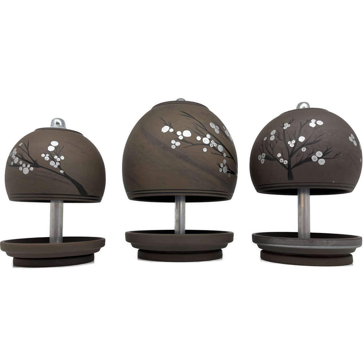 KREATIV-SERIE - Blütenträume: Teelichtlampen - BASALT, HANDBEMALT Motiv Baumwolle 3er-Set Trio