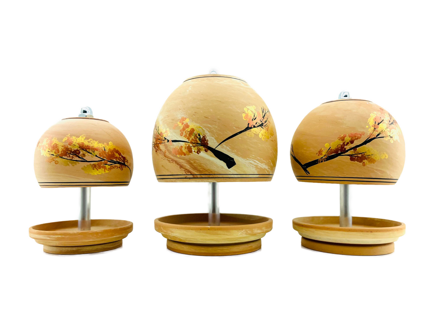 Teelichtlampe HP-TLO Kreativ Blütenträume HANDBEMALT Marbled Herbstblume 3er-Set Trio