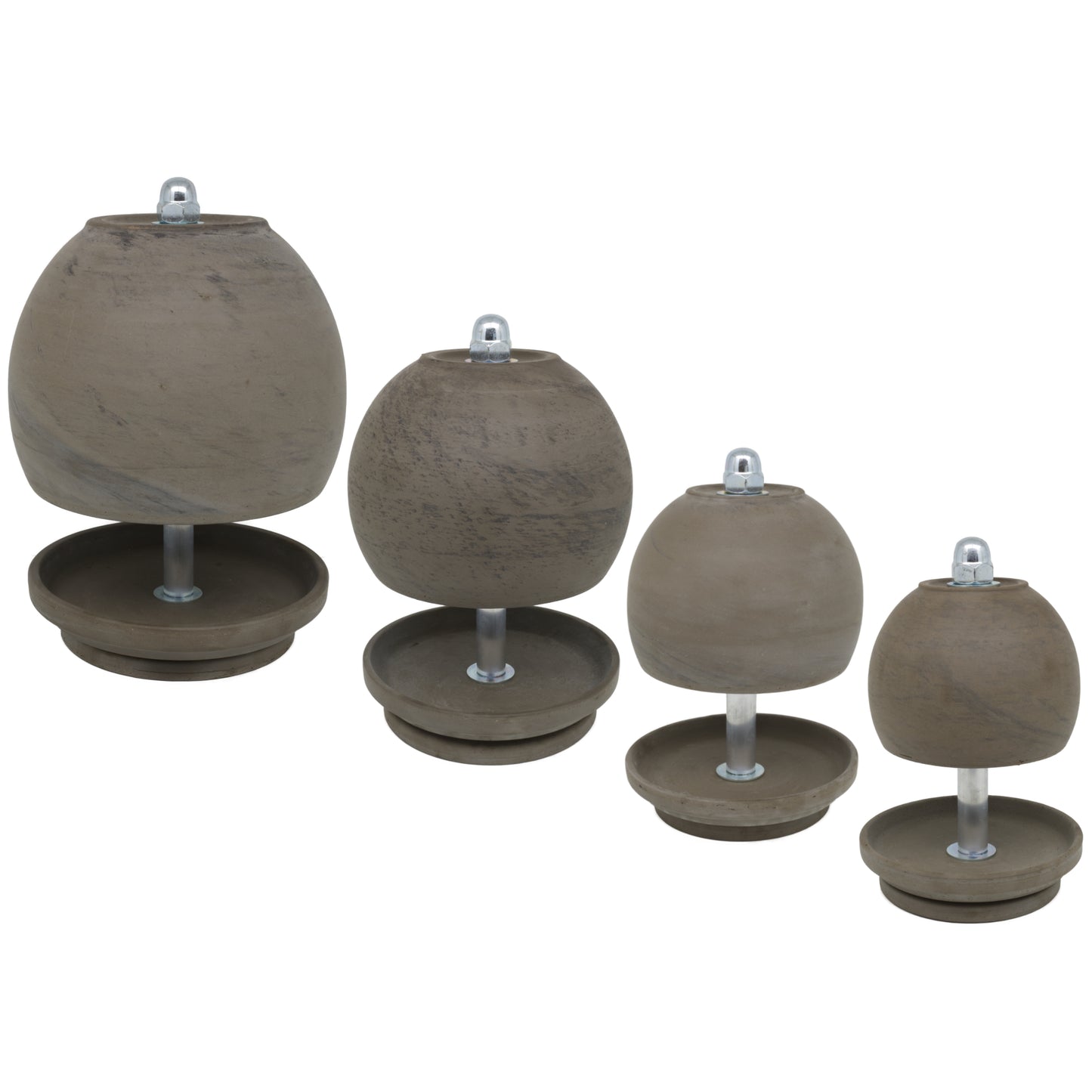 Teelichtlampen - Set "BASALT" in Kugelform, aus schwarzem Ton gebrannt!