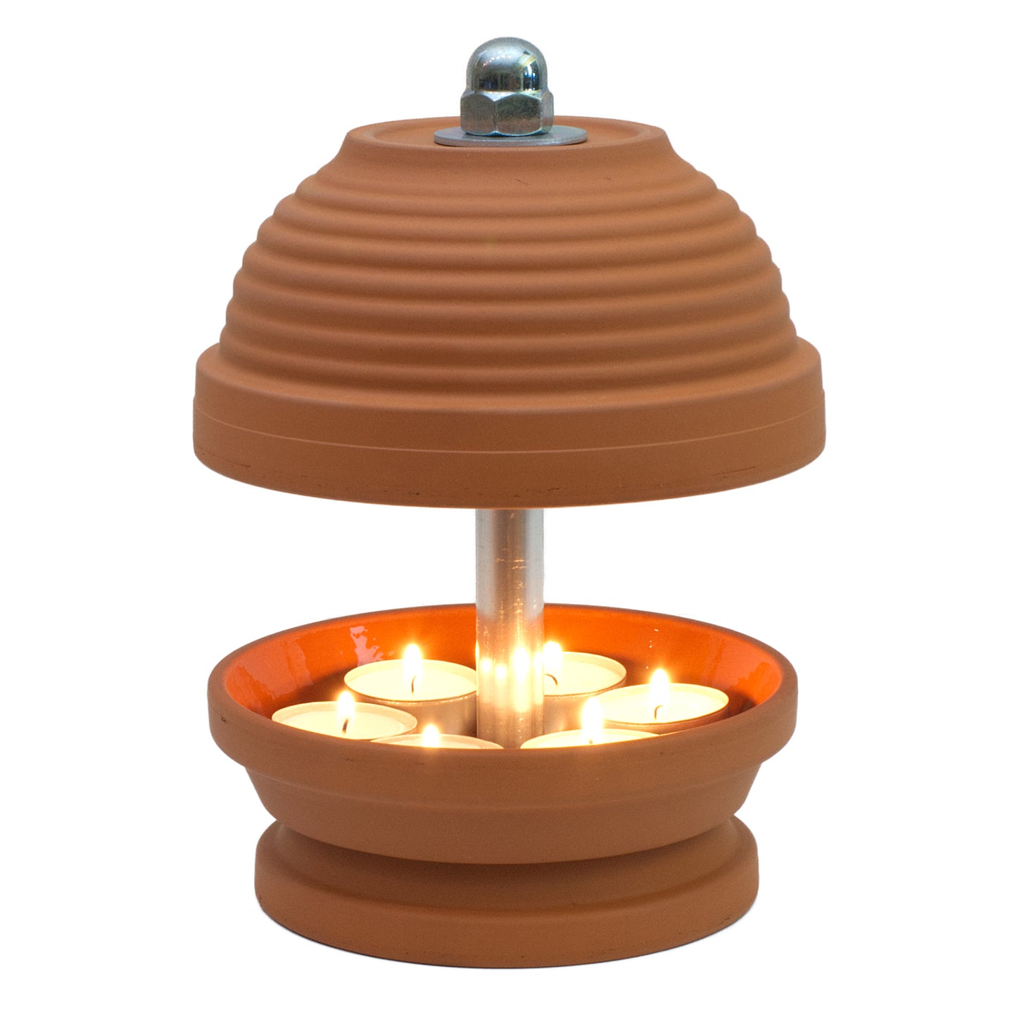 Gerillte Glocke - Teelichtlampe, Gerillte Glocke in feinstem Terrakotta