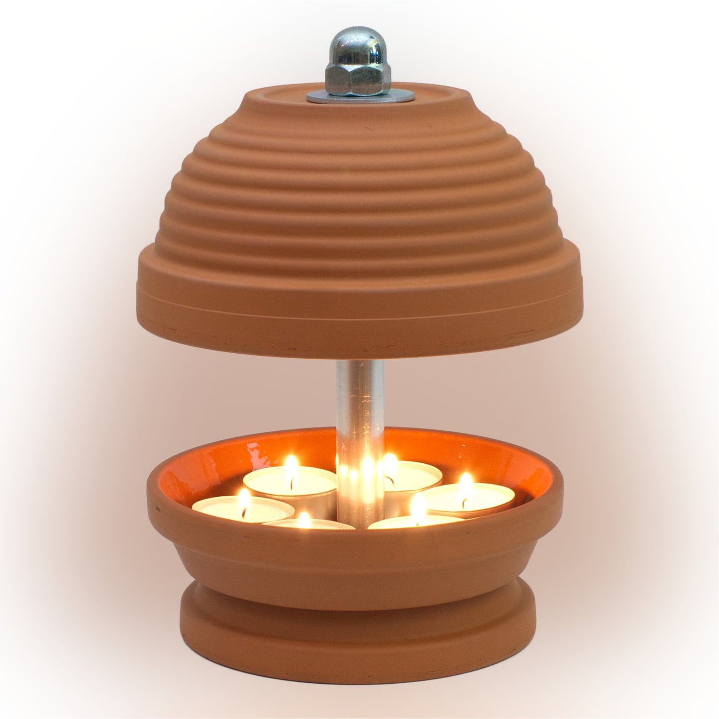 Gerillte Glocke - Teelichtlampe, Gerillte Glocke in feinstem Terrakotta