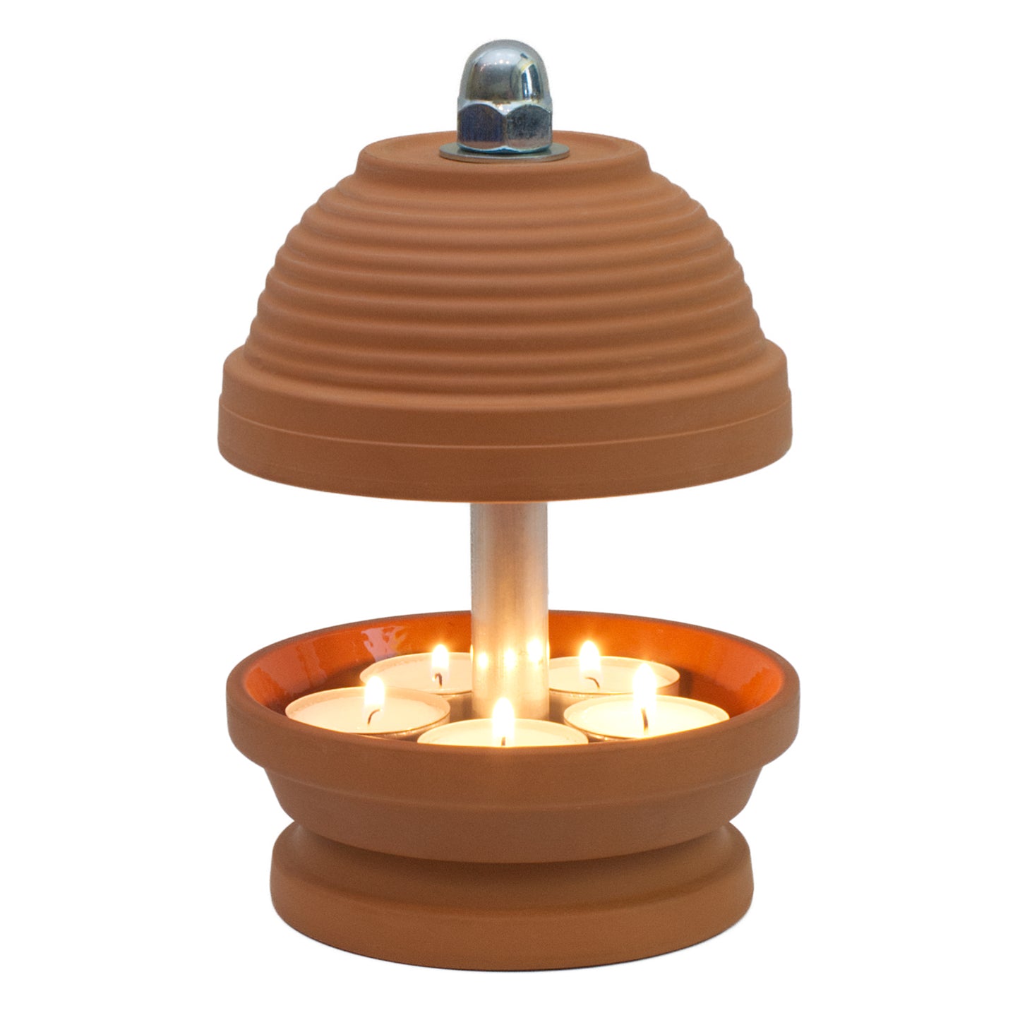 Gerillte Glocke - Teelichtlampe, Gerillte Glocke in feinstem Terrakotta