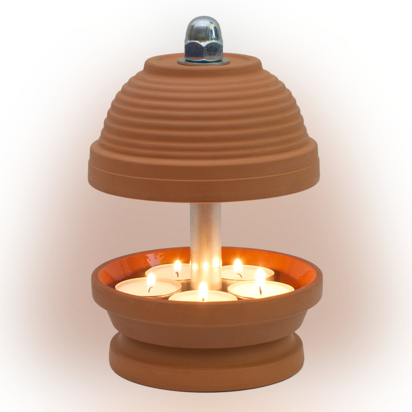 Gerillte Glocke - Teelichtlampe, Gerillte Glocke in feinstem Terrakotta