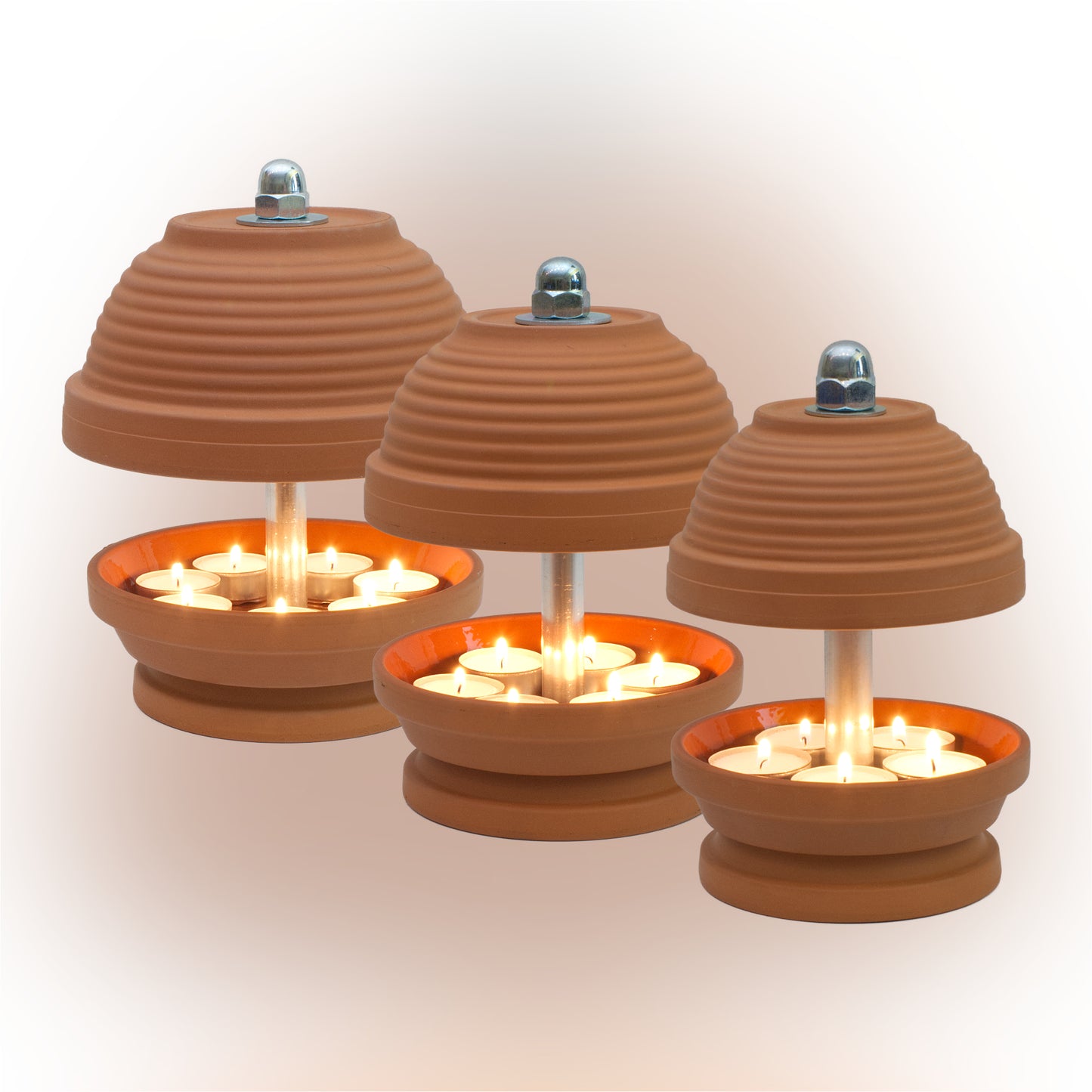 Gerillte Glocke - Teelichtlampe, Gerillte Glocke in feinstem Terrakotta