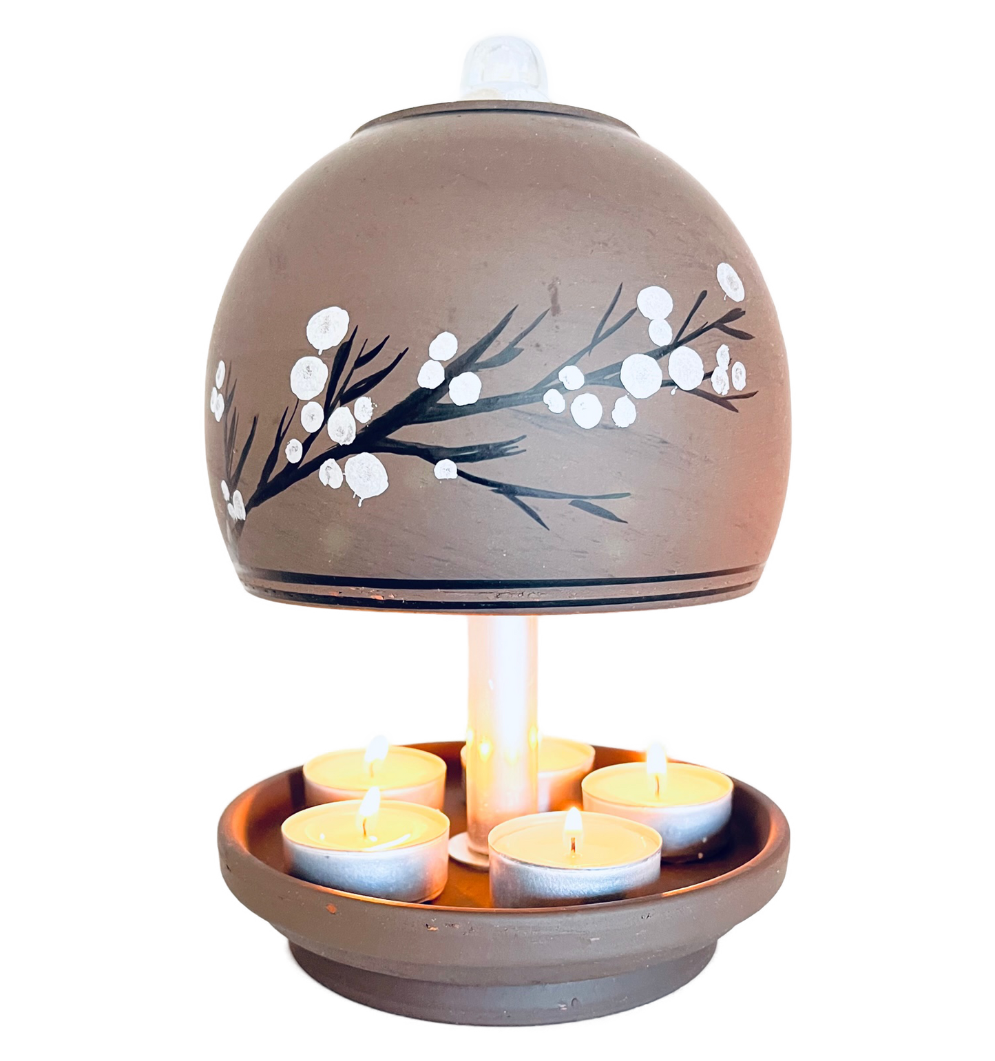 Teelichtlampe HP-TLO Kreativ Blütenträume HANDBEMALT Black Baumwolle L 5 Teelichter