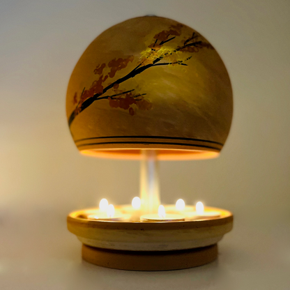 Teelichtlampe HP-TLO Kreativ Blütenträume HANDBEMALT Marbled Herbstblume XL 6 Teelichter