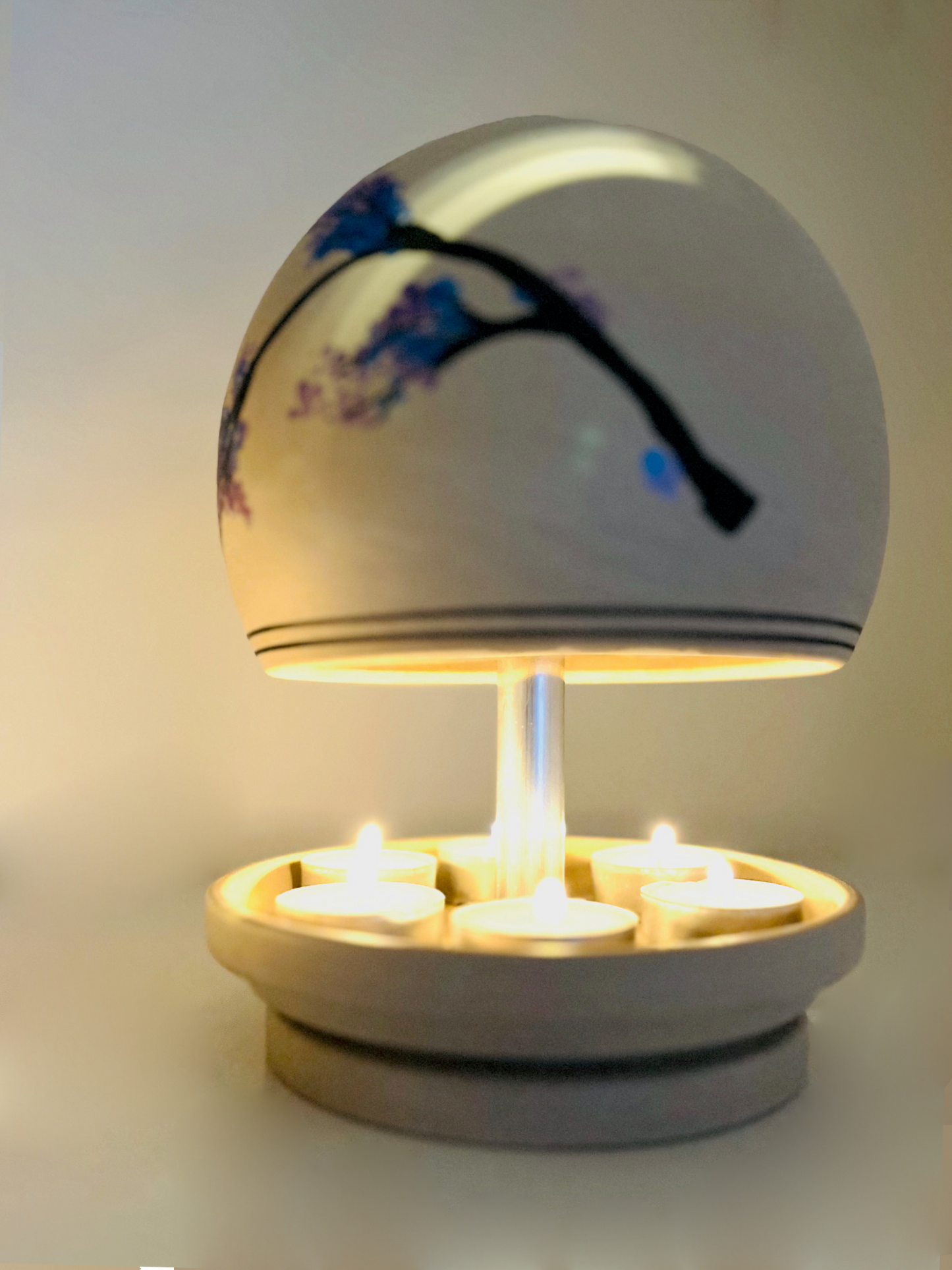 Teelichtlampe HP-TLO Kreativ Blütenträume HANDBEMALT Granit Blauer Flieder 3er-Set Trio