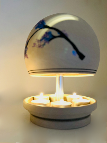Teelichtlampe HP-TLO Kreativ Blütenträume HANDBEMALT Granit Blauer Flieder XL 6 Teelichter