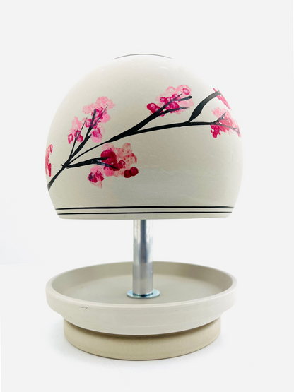 Teelichtlampe HP-TLO Kreativ Blütenträume HANDBEMALT Granit Bushido Kirschblüte XL 6 Teelichter