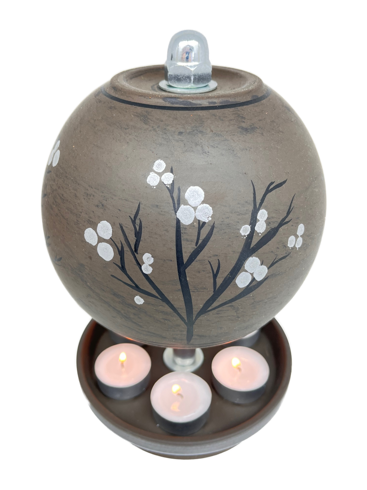 Teelichtlampe HP-TLO Kreativ Blütenträume HANDBEMALT Black Baumwolle XL 6 Teelichter