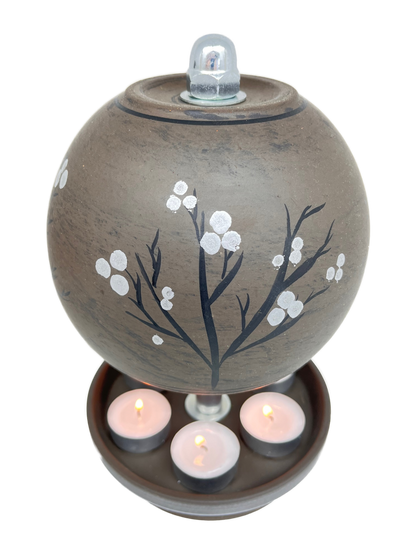 Teelichtlampe HP-TLO Kreativ Blütenträume HANDBEMALT Black Baumwolle XL 6 Teelichter