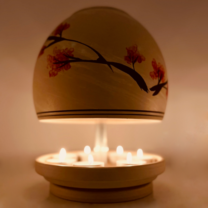 Teelichtlampe HP-TLO Kreativ Blütenträume HANDBEMALT Granit Bushido Kirschblüte 3er-Set Trio