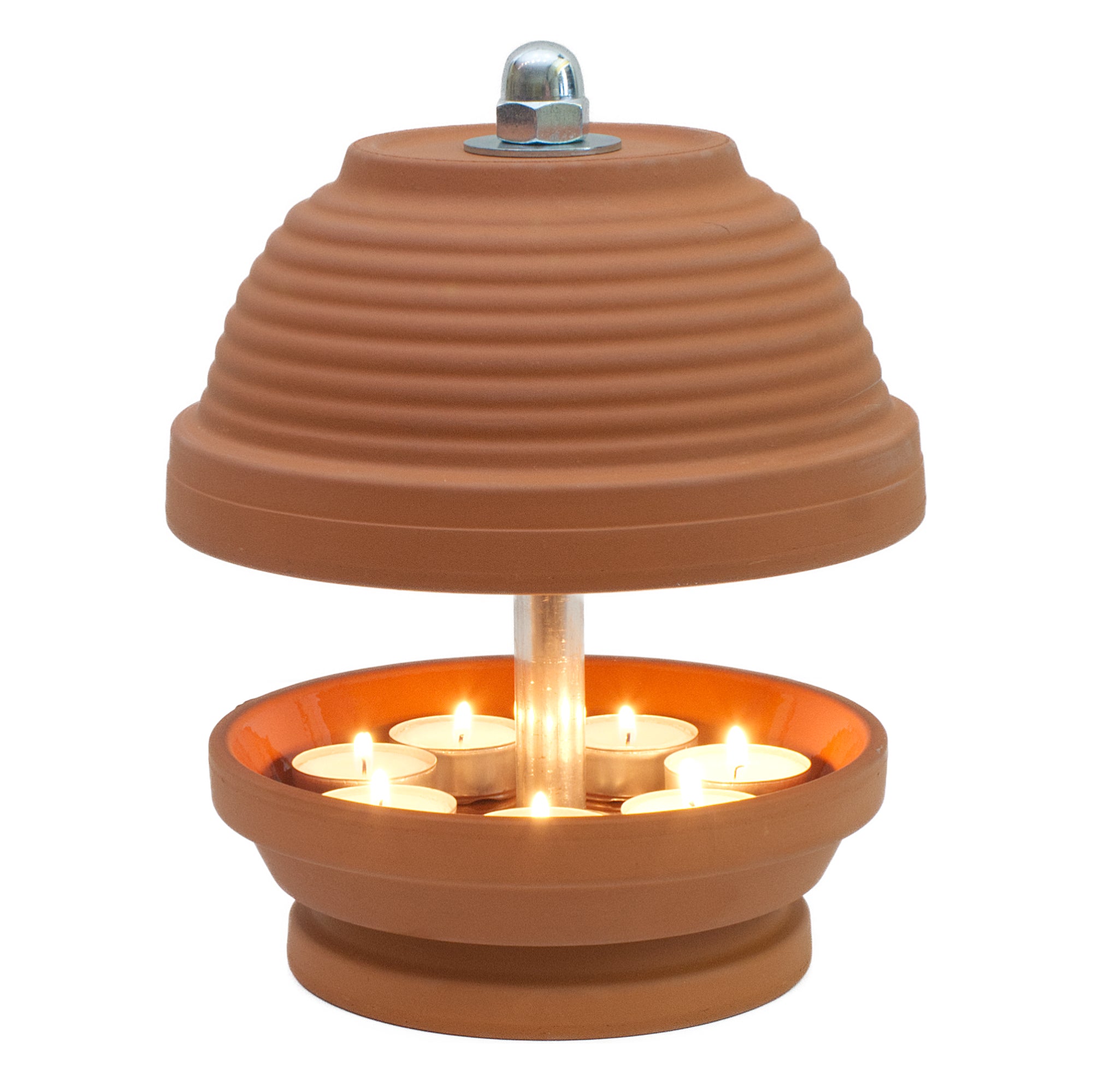 Gerillte Glocke - Teelichtlampe, Gerillte Glocke in feinstem Terrakotta