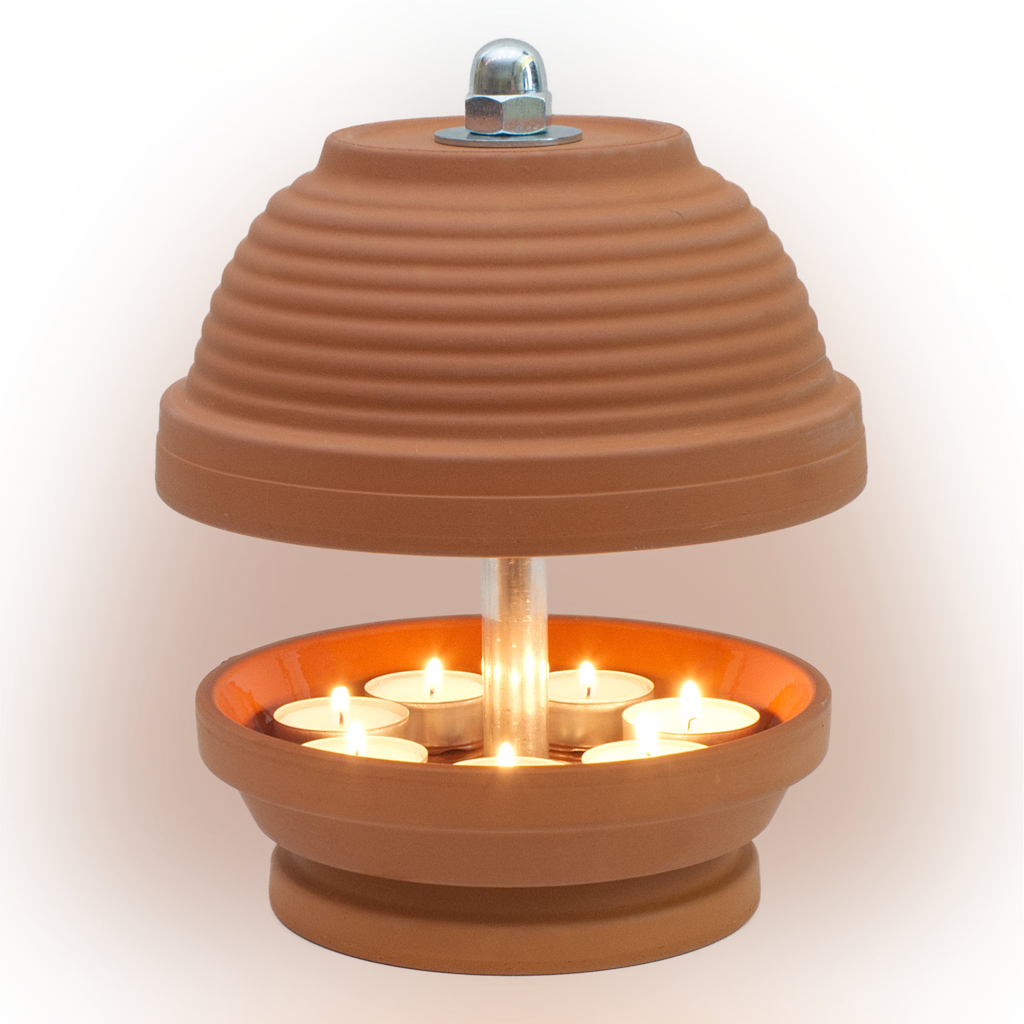 Gerillte Glocke - Teelichtlampe, Gerillte Glocke in feinstem Terrakotta